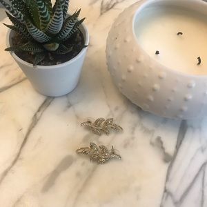 Gold & Crystal Pavé Leaf Earrings